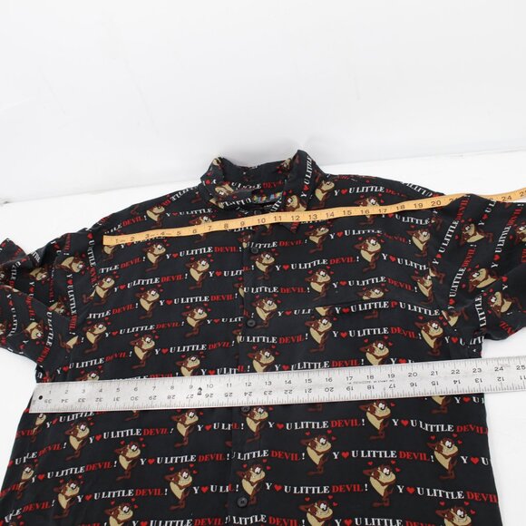 Vintage 90s Looney Tunes Mania Shirt Mens Large U LITTLE DEVIL Silk Taz all over - Picture 10 of 12